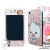 【义创】iPhone4 4S贴膜 个性图案彩贴 猪兔子