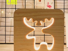 【新奇特】北欧实木3D创意镂空LED木艺小夜灯
